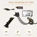 PawHut 5 Piece Cat Wall Shelves, Wall-Mounted Cat Tree for Indoor Use - Brown - 3