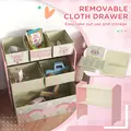 ZONEKIZ Kids Storage Unit, Toy Storage Organiser, with Six Fabric Bins, for Bedrooms, Playrooms, Nurseries - Pink - 4
