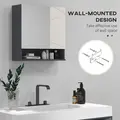 kleankin Bathroom Mirror Cabinet, Wall Mounted Bathroom Storage Cupboard with Adjustable Shelves, 55W x 17D x 55Hcm, Light Grey - 7