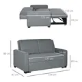 HOMCOM Double Sofa Bed Click Clack Sofa Bed Pull Out Bed with Adjustable Backrest for Living Room and Bedroom Grey - 2