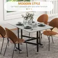 HOMCOM Mobile Drop Leaf Table, Folding Dining Table with 6 Wheels & Brakes, Kitchen Table for Small Spaces, Grey Marble Effect - 3