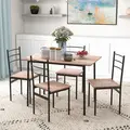 HOMCOM 5 Piece Dining Table and Chairs Set, Dining Room Sets, Steel Frame Space Saving Table and 4 Chairs for Compact Kitchens, Black - 1