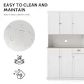 HOMCOM 180cm Freestanding Kitchen Cabinet, Modern Storage Cupboard with Open Countertop, Drawer and 6 Doors, White - 7