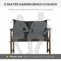 Outsunny 2 Seater Bench Pad, Garden Chair Cushion with Back and Ties for Indoor and Outdoor Use, 98 x 100 cm, Black - 6