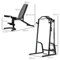 SPORTNOW Smith Machine & Cable Pulley System with Adjustable Weight Bench, Multifunction Home Gym Power Rack with Lat Pull Down System, Barbell Rack for Full Body Training, Black - 2