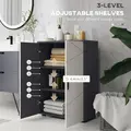 kleankin Small Bathroom Cabinet, Bathroom Storage Cabinet with 2-Doors Cupboard, 2 Adjustable Shelves and Soft Close Mechanism, Grey - 4
