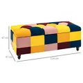 HOMCOM Storage Ottoman, Storage Bench with Wood Legs, Footstool, Footrest with Velvet Surface for Bedroom, Hallway, Living Room, 114 x 47 x 47 cm, Multicoloured - 2