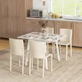 HOMCOM Solid Wood Folding Dining Table, Drop Leaf Table for 2-4 People, Rectangle Kitchen Table for Small Space, White - 1