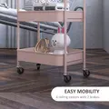 HOMCOM Three-Tier Steel Storage Trolley - Pink - 4