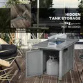 Outsunny 50,000 BTU Gas Fire Pit Table with Cover and Glass Screen - Grey - 5