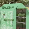 Outsunny Walk-in Greenhouse with 3 Tier 12 Shelves, Small Greenhouse with Reinforced PE Cover, Garden Plant Growhouse with Roll-up Door and Three Mesh Windows, 140 x 213 x 190 cm, Green - 5