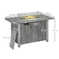 Outsunny 50,000 BTU Gas Fire Pit Table with Cover and Glass Screen - Grey - 2