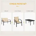 Outsunny Four-Piece Curved Steel Garden Dining Set  - Beige/Grey - 3