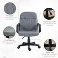 HOMCOM Desk Chair, PU Leather Computer Office Chair with Adjustable Height, Swivel Wheels for Home Work Study, Grey - 5