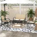Outsunny Four-Piece Curved Steel Garden Dining Set  - Beige/Grey - 1