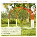 PawHut Dog Agility Equipment Set, Dog Agility Training Equipment for Dogs w/ Oxford Carry Bag, 4 PCS Weave Poles Orange - 4