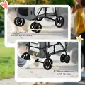 PawHut Foldable Dog Stroller, Pet Travel Crate, with Detachable Carrier, Soft Padding, for Mini, Small Dogs - Grey - 6
