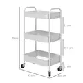 HOMCOM Three-Tier Steel Storage Trolley - White - 2
