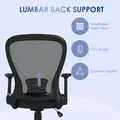 Vinsetto Ergonomic Office Chair, Mesh Desk Chair with Flip-up Armrest, Lumbar Back Support, Swivel Wheels, Grey - 4