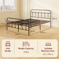 HOMCOM Double Minimalistic Metal Bed Frame - Black - 2