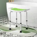 HOMCOM Shower Chair, Adjustable Height Shower Stool with Aluminium Frame and Non-Slip Feet, Bathtub Stool Seat for Elderly Disabled Handicap, Green - 1
