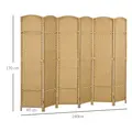 HOMCOM 6 Panel Folding Room Divider, Freestanding Privacy Screen for Living Room, Bedroom and Office, 240 x 170cm, Natural - 2