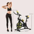 SPORTNOW Exercise Bike, Indoor Stationary Bike, Cycling Machine with Adjustable Seat and Resistance for Home Gym Workout, Yellow - 2