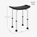 HOMCOM Height Adjustable Bath Stool, Aluminium Shower Stool with Non-Slip Pads for Elderly, Disabled, Seniors, Pregnant, Black - 2
