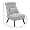 HOMCOM Tub Chair, Armless Single Sofa, Modern Button Tufted Armchair, Upholstered Linen Fabric Longue Accent Chair for Living Room, Bedroom, Set of 2, Grey - 2