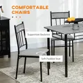 HOMCOM Five-Piece Marble Effect Dining Table Set - Grey/Black - 4