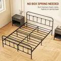 HOMCOM Double Minimalistic Metal Bed Frame - Black - 5