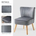 HOMCOM Velvet Accent Chair Occasional Tub Seat Padding Curved Back with Wood Frame Legs Home Furniture Set of 2 Grey - 4
