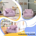 AIYAPLAY 2 in 1 Kids Folding Bed Armchair with Glow in The Dark Cosmic Design, Washable Cushion and Cover, Pink - 5