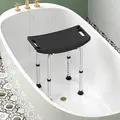 HOMCOM Height Adjustable Bath Stool, Aluminium Shower Stool with Non-Slip Pads for Elderly, Disabled, Seniors, Pregnant, Black - 8