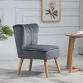 HOMCOM Velvet Accent Chair Occasional Tub Seat Padding Curved Back with Wood Frame Legs Home Furniture Set of 2 Grey - 8