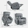 HOMCOM Eight-Point Massage Lift Chair, with Remote - Grey - 2