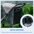 PawHut 4 Wheel Pet Stroller with Rain Cover for Medium and Large Dogs - Black - 5