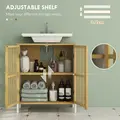 HOMCOM Bamboo-Blend Retro Cut-Out Under Sink Cabinet - 4