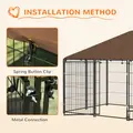 PawHut Outdoor Dog Kennel Puppy Play Pen with Canopy Garden Playpen Fence Crate Enclosure Cage Rotating Bowl 211 x 141 x 151 cm - 6
