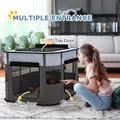 PawHut Foldable Dog Pen with Storage Bag for Indoor/Outdoor Use - Grey - 4