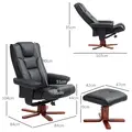 HOMCOM Faux Leather Manual Recliner and Footstool Set - Black - 2