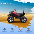HOMCOM 12V Quad Bike ATV with LED Lights, Music, Backrest, Forward, Backward, Red - 3