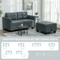 HOMCOM 'L' Shape Modular Storage Sofa - Dark Grey - 3