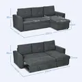 HOMCOM 3 Seater Sofa Bed, Pull Out Sofa Bed with Storage for Living Room, Dark Grey - 2