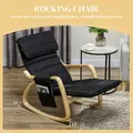 HOMCOM Rocking Lounge Chair Recliner Relaxation Lounging Relaxing Seat with Adjustable Footrest, Side Pocket and Pillow, Black - 3