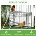 PawHut Walk In Chicken Run with Chicken Activity Shelf and Cover, 2.8 x 3.8 x 2m - 6