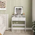 HOMCOM Storage Dressing Table, with LED Light Mirror - White - 7