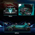 AIYAPLAY Aston Martin Licensed 12V Kids Ride on Racing Kart w/ Bluetooth, 4 Suspension Wheels, Music Lights Horn, Green - 2