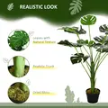 HOMCOM 2 Pack Decorative Artificial Monstera Plants in Pot Fake Plants for Home Indoor Outdoor Decor, 85cm, Green - 3