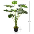 HOMCOM 2 Pack Decorative Artificial Monstera Plants in Pot Fake Plants for Home Indoor Outdoor Decor, 85cm, Green - 2